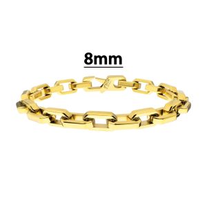 8mm Polished Finish 18Kt Gold IP Steel Paperclip Chain Bracelet small